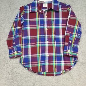 Baby GAP Toddler Boys Button Up Shirt Size 2 Years Multicolor Plaid Long Sleeve